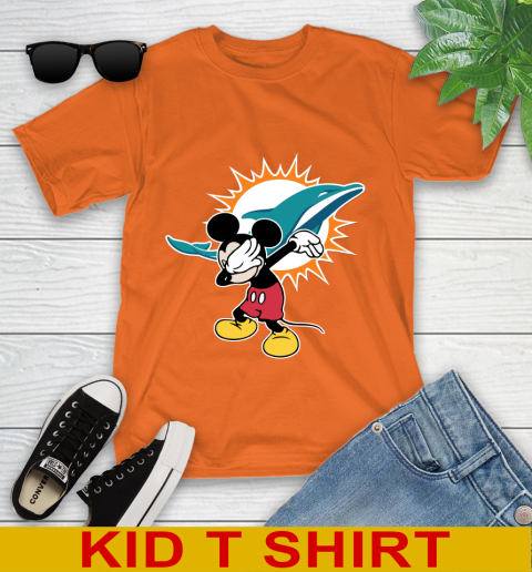 Miami Dolphins NFL Football Dabbing Mickey Disney Sports Youth T-Shirt 7