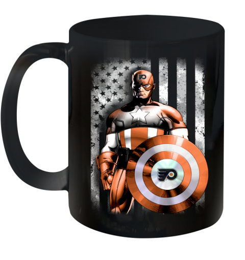 Philadelphia Flyers NHL Hockey Captain America Marvel Avengers American Flag Shirt Ceramic Mug 11oz