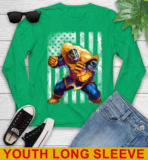 NBA Basketball Dallas Mavericks Thanos Marvel American Flag Shirt Youth Long Sleeve - Image 8