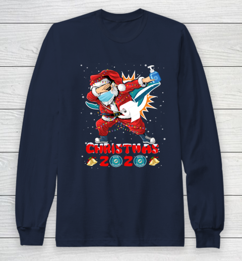 Miami Dolphins Funny Santa Claus Dabbing Christmas 2020 NFL Long Sleeve T-Shirt 2