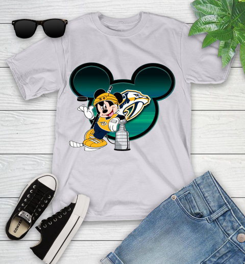 NHL Nashville Predators Stanley Cup Mickey Mouse Disney Hockey T Shirt Youth T-Shirt 4
