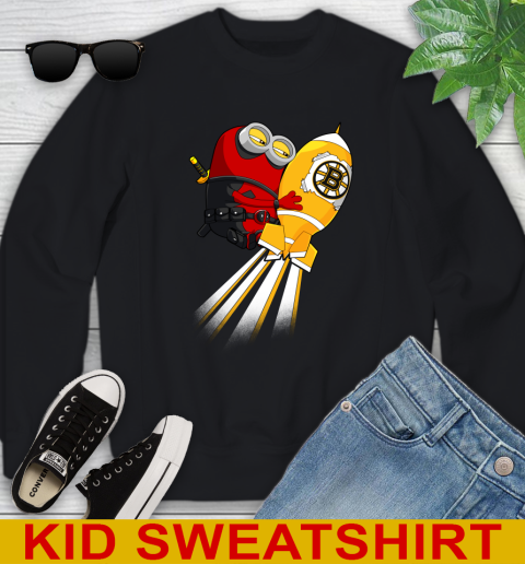 NHL Hockey Boston Bruins Deadpool Minion Marvel Shirt Youth Sweatshirt