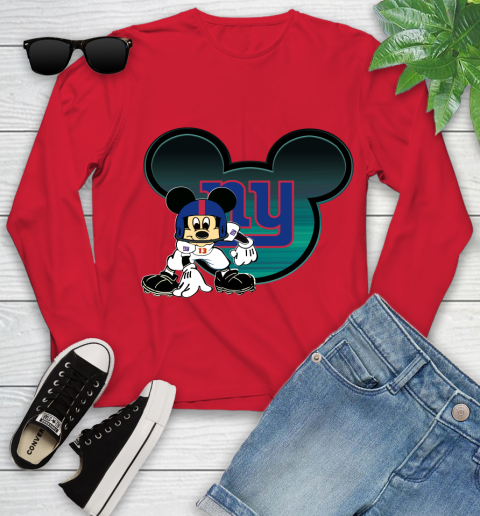 NFL New York Giants Mickey Mouse Disney Football T Shirt Youth Long Sleeve 11