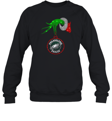 Grinch Hand Holding Philadelphia Eagles Christmas Sweatshirt