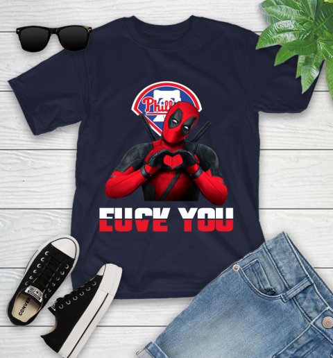 MLB Philadelphia Phillies Deadpool Love You Fuck You Baseball Sports Youth T-Shirt 2
