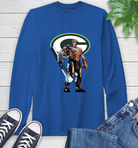 NFL Thanos Gauntlet Avengers Endgame Football Green Bay Packers Long Sleeve T-Shirt 9
