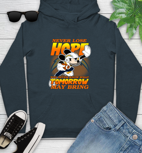 Los Angeles Chargers NFL Football Mickey Disney Never Lose Hope Youth Hoodie 10