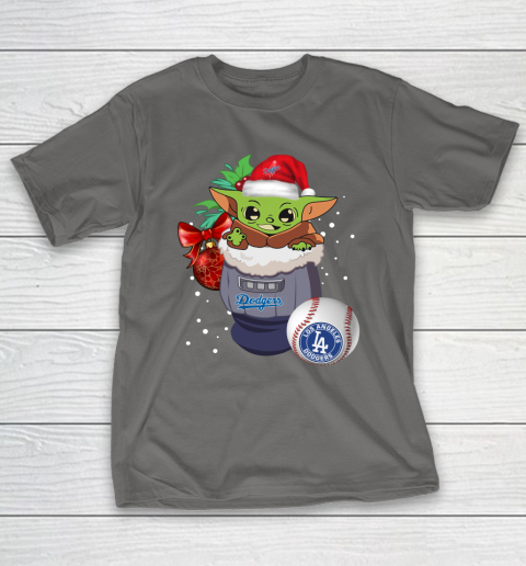 Los Angeles Dodgers Christmas Baby Yoda Star Wars Funny Happy MLB T-Shirt 9