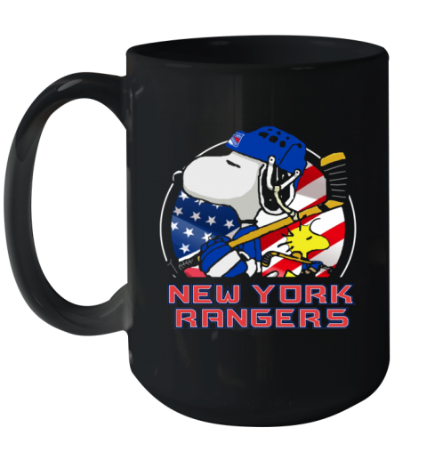 ul2o new york rangersnoopy and woodstock nhl ceramic mug 150 54 front black