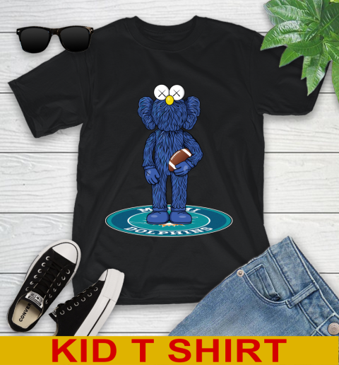 NFL Football Miami Dolphins Kaws Bff Blue Figure Shirt Youth T-Shirt 2