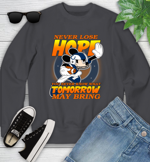 Indianapolis Colts NFL Football Mickey Disney Never Lose Hope Youth Sweatshirt 5