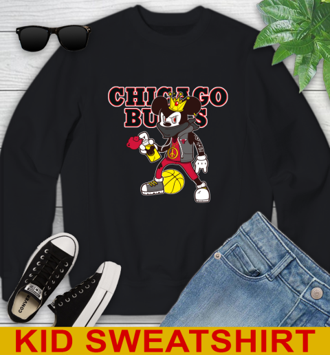 Chicago Bulls NBA Basketball Mickey Peace Sign Sports Youth Sweatshirt 2