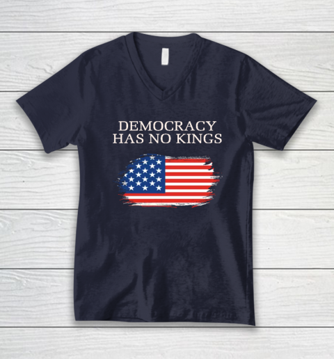Democracy Has No Kings Anti Trump V-Neck T-Shirt 2