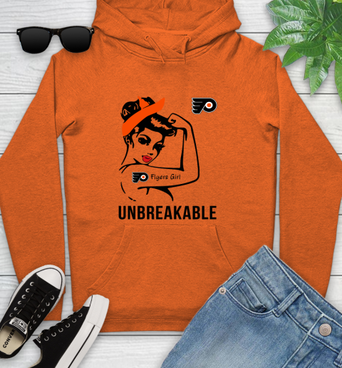 NHL Philadelphia Flyers Girl Unbreakable Hockey Sports Youth Hoodie 3