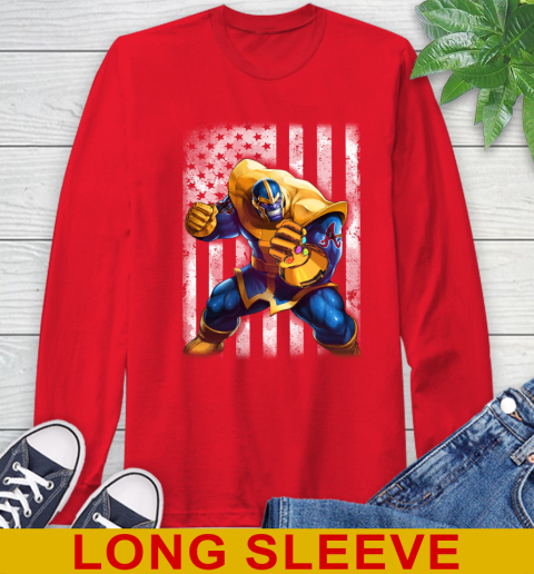 MLB Baseball Atlanta BravesThanos Marvel American Flag Shirt Long Sleeve T-Shirt 12