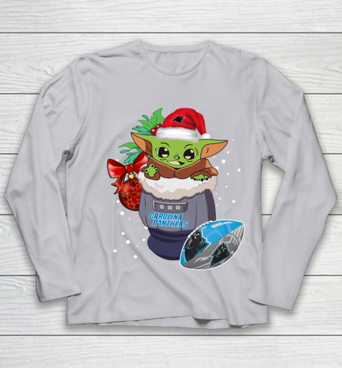 Carolina Panthers Christmas Baby Yoda Star Wars Funny Happy NFL Youth Long Sleeve 5