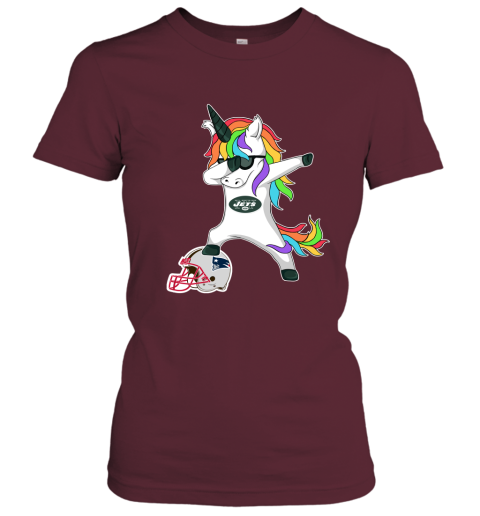 Football Dabbing Unicorn Steps On Helmet New York Jets Women's T-Shirt
