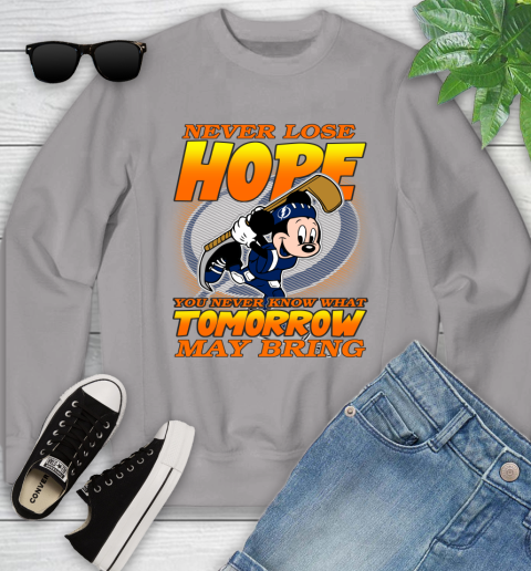 Tampa Bay Lightning NHL Hockey ootball Mickey Disney Never Lose Hope Youth Sweatshirt 3
