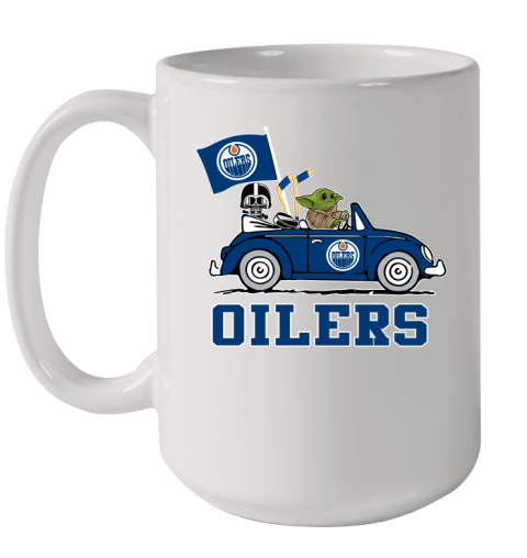 NHL Hockey Edmonton Oilers Darth Vader Baby Yoda Driving Star Wars Shirt Ceramic Mug 15oz