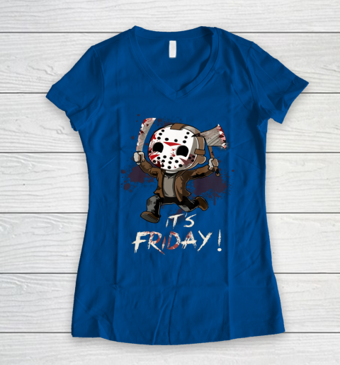 Funny Friday 13th Jason Funny Halloween Horror Women's V-Neck T-Shirt 7