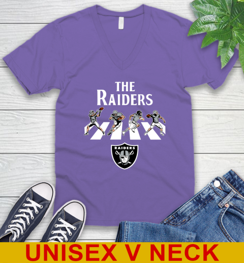 NFL Football Oakland Raiders The Beatles Rock Band Shirt V-Neck T-Shirt 8