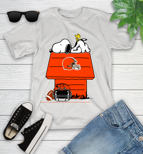 Cleveland Browns NFL Football Snoopy Woodstock The Peanuts Movie Youth T-Shirt