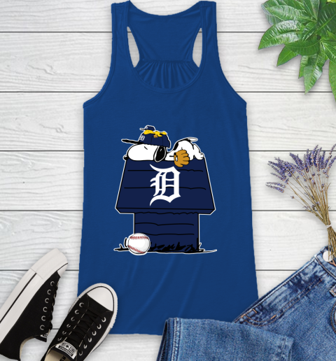 MLB Detroit Tigers Snoopy Woodstock The Peanuts Movie Baseball T Shirt Racerback Tank 9