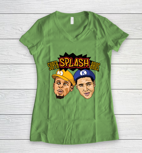 Steph Curry Klay Thompson Super Splash Bros Women s V Neck T Shirt