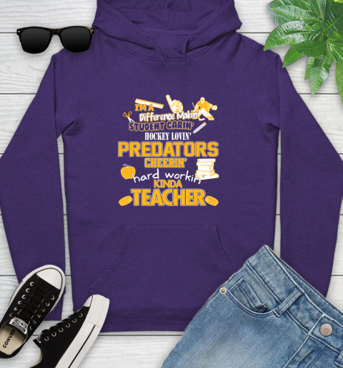 Nashville Predators NHL I'm A Difference Making Student Caring Hockey Loving Kinda Teacher Youth Hoodie 5