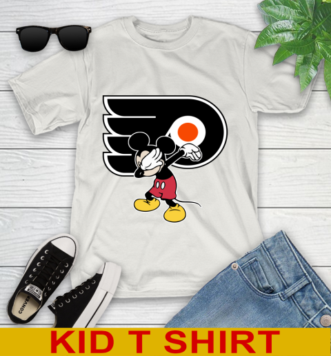 Philadelphia Flyers NHL Hockey Dabbing Mickey Disney Sports Youth T-Shirt 12