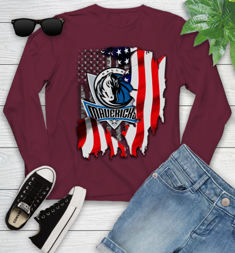 Dallas Mavericks NBA Basketball American Flag Youth Long Sleeve 6