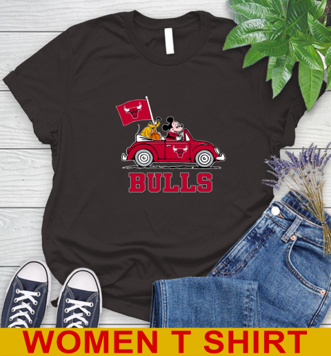 NBA Basketball Chicago Bulls Pluto Mickey Driving Disney Shirt Women's T-Shirt 8