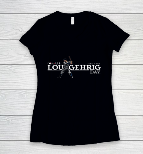 4 ALS Lou Gehrig Day Women's V-Neck T-Shirt