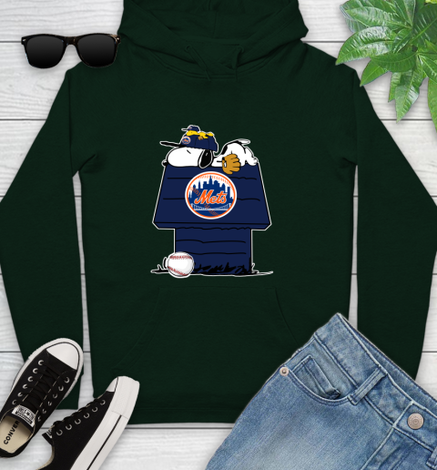 MLB New York Mets Snoopy Woodstock The Peanuts Movie Baseball T Shirt Youth Hoodie 13