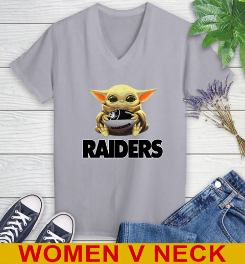 NFL Football Oakland Raiders Baby Yoda Star Wars Shirt Women's V-Neck T-Shirt 5