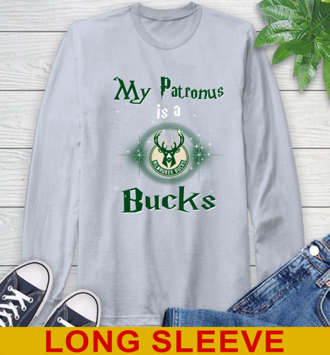 NBA Basketball Harry Potter My Patronus Is A Milwaukee Bucks Long Sleeve T-Shirt 6