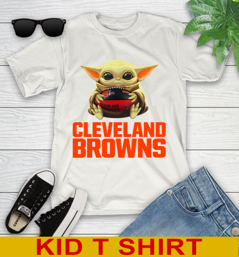 NFL Football Cleveland Browns Baby Yoda Star Wars Shirt Youth T-Shirt