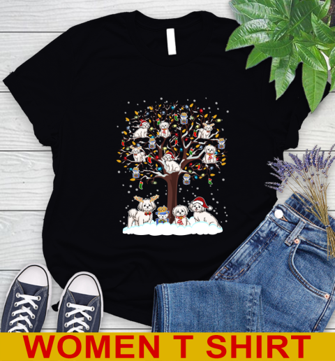 Maltese dog pet lover light christmas tree shirt 85