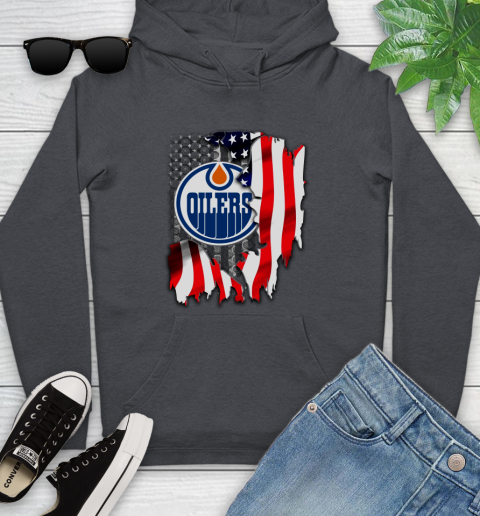 Edmonton Oilers NHL Hockey American Flag Youth Hoodie 10