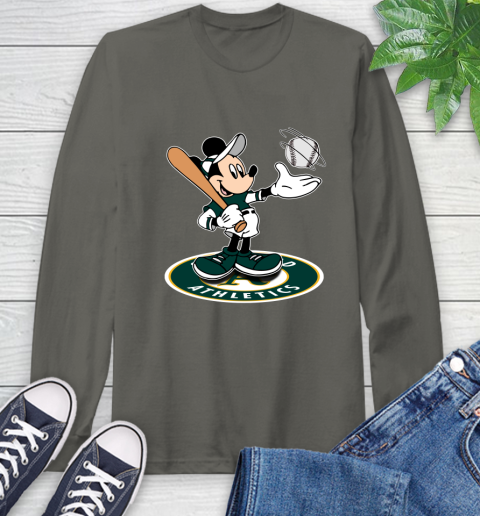 MLB Baseball Oakland Athletics Cheerful Mickey Disney Shirt Long Sleeve T-Shirt 9