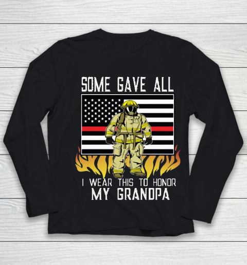 Thin Red Line Firefighter Grandpa Firemen Youth Long Sleeve