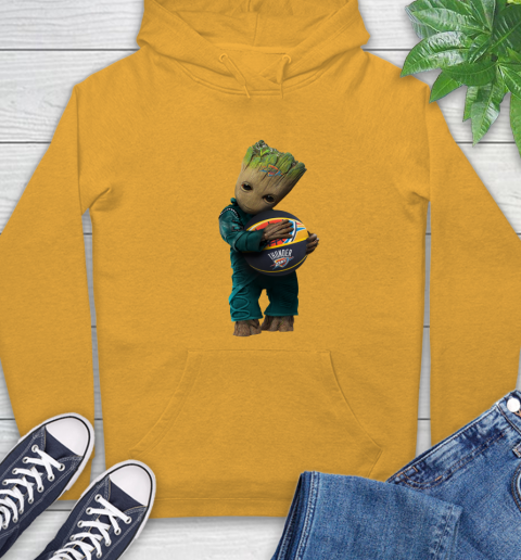 NBA Groot Guardians Of The Galaxy Basketball Sports Oklahoma City Thunder Hoodie 3