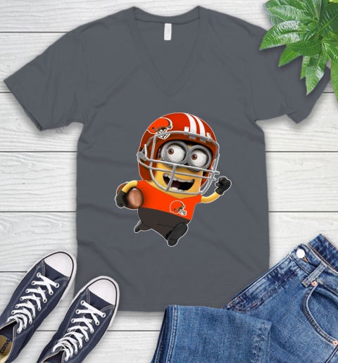 NFL Cleveland Browns Minions Disney Football Sports V-Neck T-Shirt 5