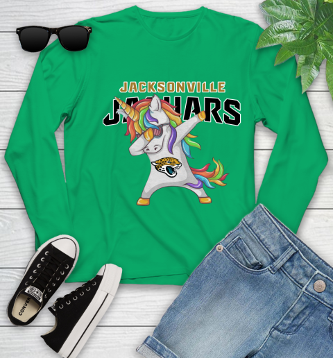 Jacksonville Jaguars NFL Football Funny Unicorn Dabbing Sports Youth Long Sleeve 6