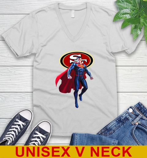NFL Superman DC Sports Football San Francisco 49ers V-Neck T-Shirt