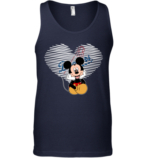 MLB Los Angeles Dodgers The Heart Mickey Mouse Disney Baseball T Shirt_000  Women's T-Shirt