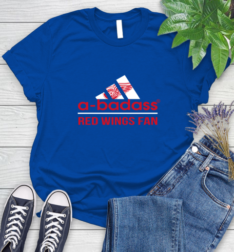 NHL A Badass Detroit Red Wings Fan Adidas Hockey Sports Women's T-Shirt 12