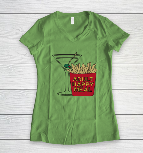 Adult Happy Meal Martini And Fries Women's V-Neck T-Shirt 4