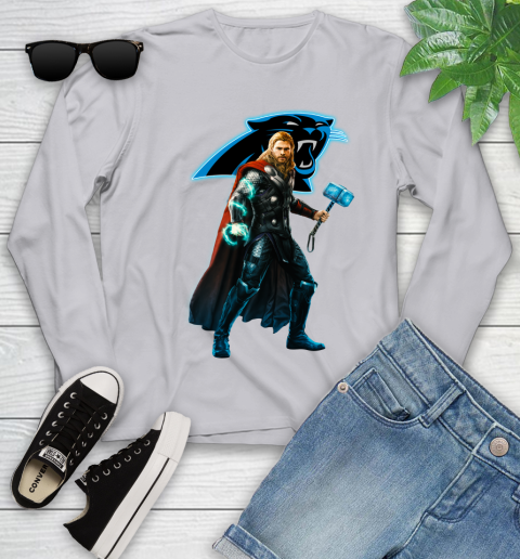 NFL Thor Avengers Endgame Football Carolina Panthers Youth Long Sleeve 5