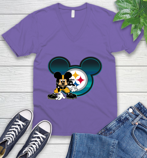 NFL Pittsburgh Steelers Mickey Mouse Disney Football T Shirt V-Neck T-Shirt 10